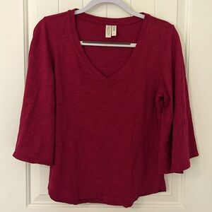 Meadow Rue by Anthropologie Sz M pink/purple butterfly flounce  sleeve top